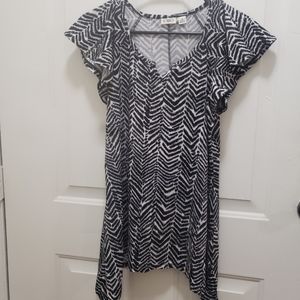Cato- animal print, black and white short sleeve top